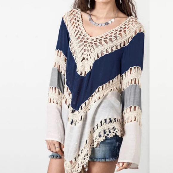 Boho top in blue or rustic - Picture 3 of 3